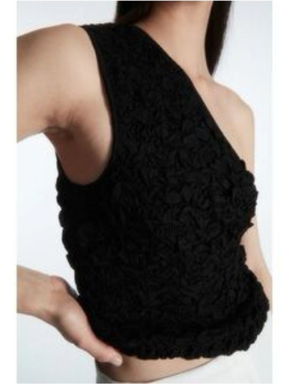 COS Black One-Shoulder Ruched Tank Top - Picture 3 of 6